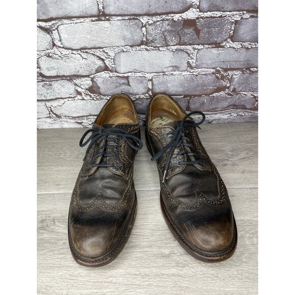 Frye Jones Wingtip Dark Brown Leather Distressed Dress Shoes Men Sz 13D US/46EU - Picture 2 of 16